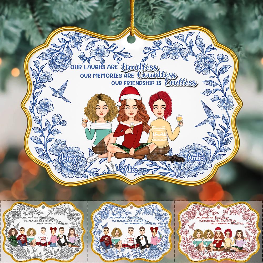 Let The Good Times Roll - Bestie Personalized Toile De Jouy Style  Acrylic Ornament - Christmas Gift For Best Friends, BFF, Sisters Nh00