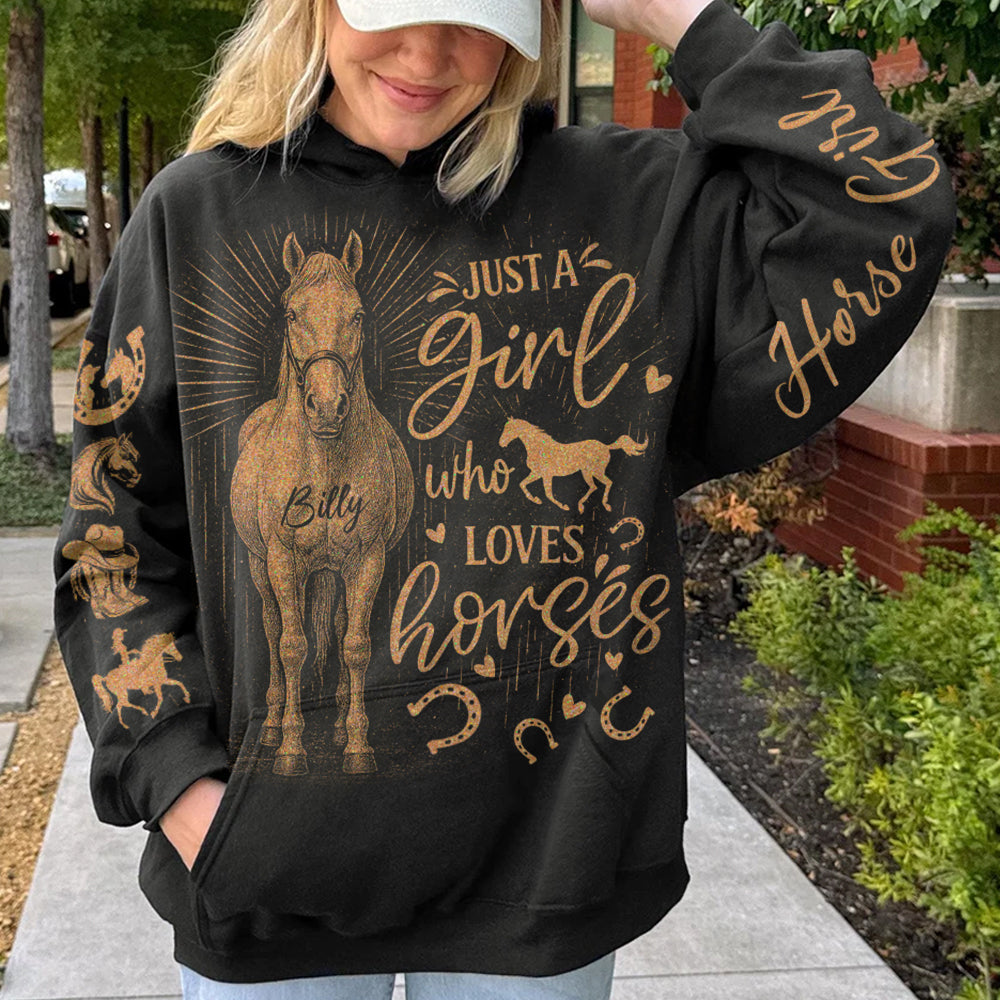Personalized Bleach Style Horse Shirt – Just a Girl Who Loves Horses | Gift for Horse Lovers, Horse Mom Gift Tu24
