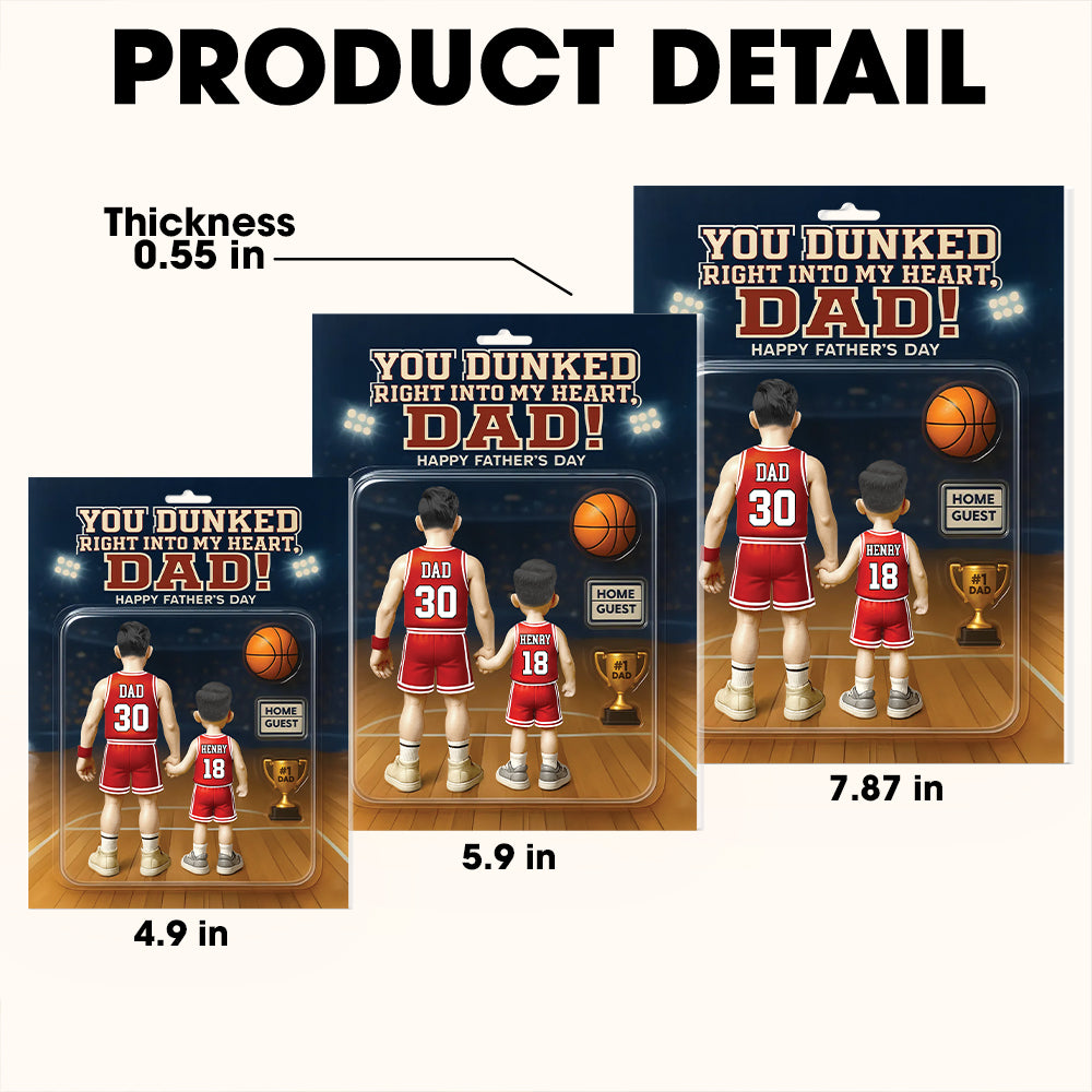 You Dunked Right Into My Heart Dad, Basketball Custom Figure Personalized Acrylic Block Plaque, Gift For Dad A2110 Hv01