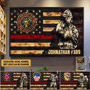 Personalized Poster Canvas For Firefighter Custom Logo Name Number Poster Canvas For Firefighter Half Thin Red Line Fireman H2511 Trhn