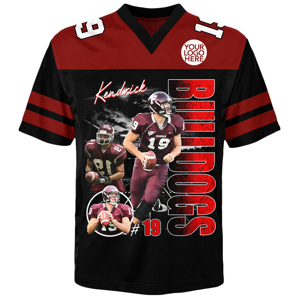 Custom Photo Football Player Shirt - Personalized Team Name School Name Football Jersey Shirt Tu24 Li29