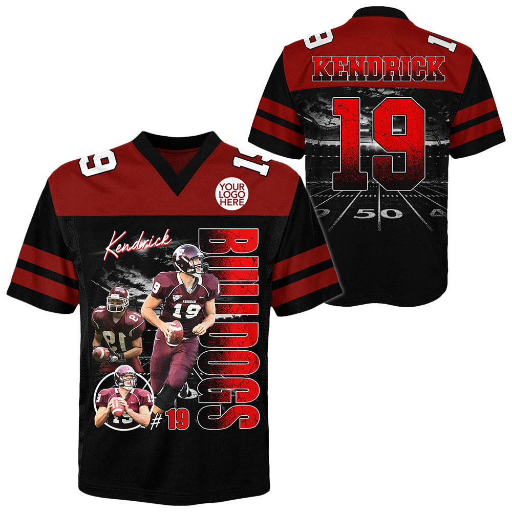 Custom Photo Football Player Shirt - Personalized Team Name School Name Football Jersey Shirt Tu24 Li29