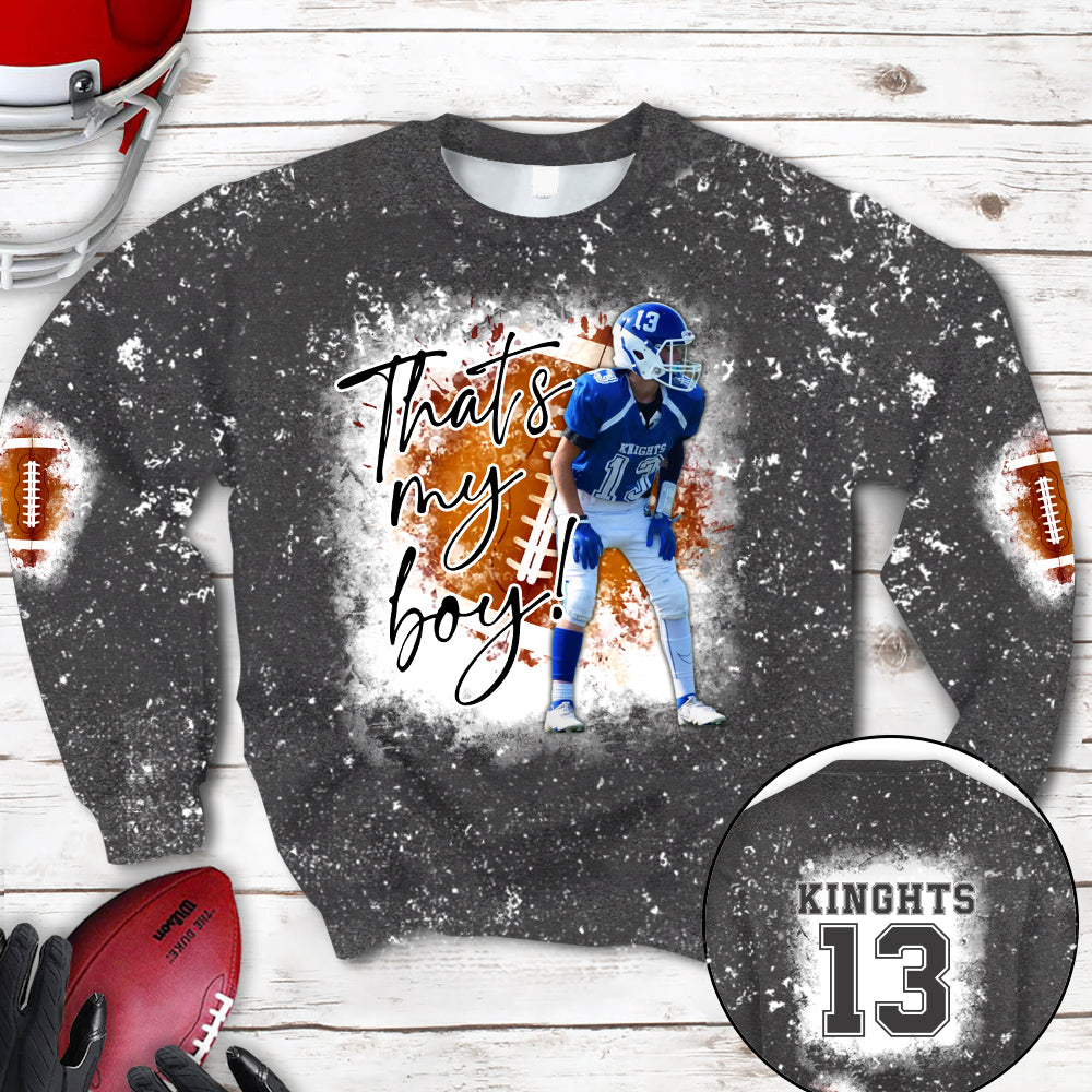 Personalized Football Bleached Shirt That's My Boy Custom Image Player K1702
