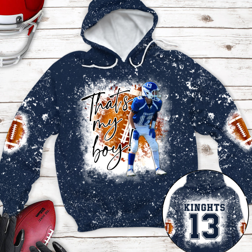Personalized Football Bleached Shirt That's My Boy Custom Image Player K1702