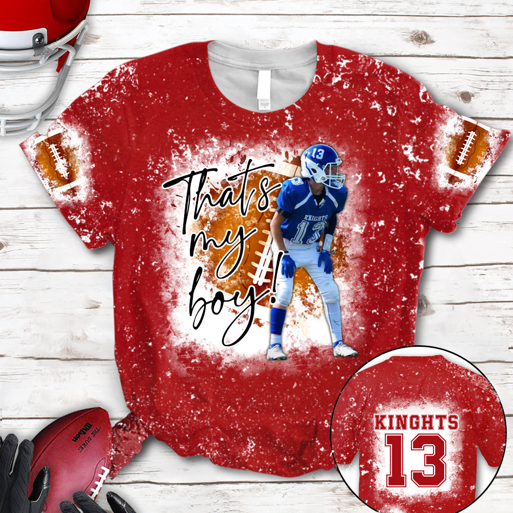 Personalized Football Bleached Shirt That's My Boy Custom Image Player K1702