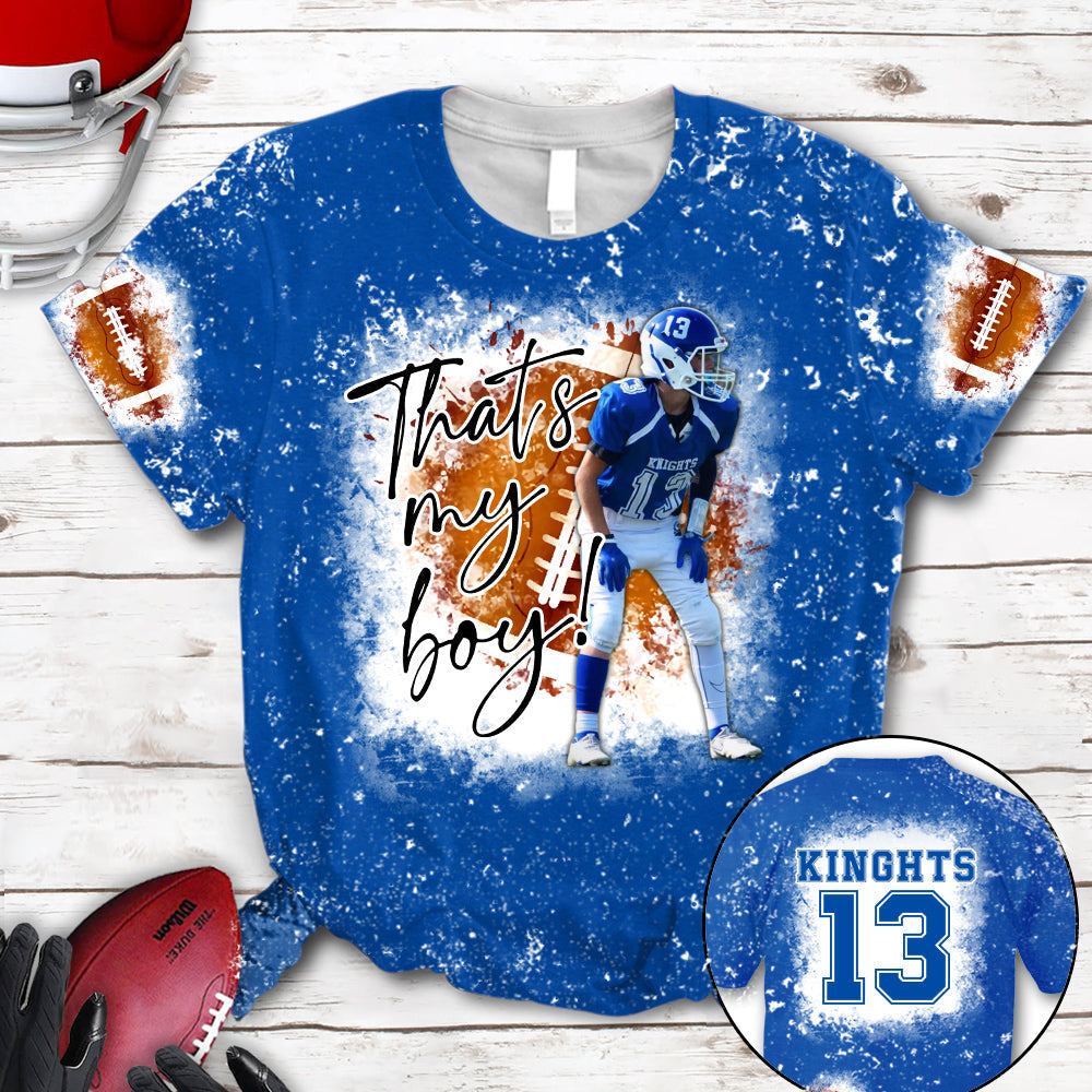 Personalized Football Bleached Shirt That's My Boy Custom Image Player K1702