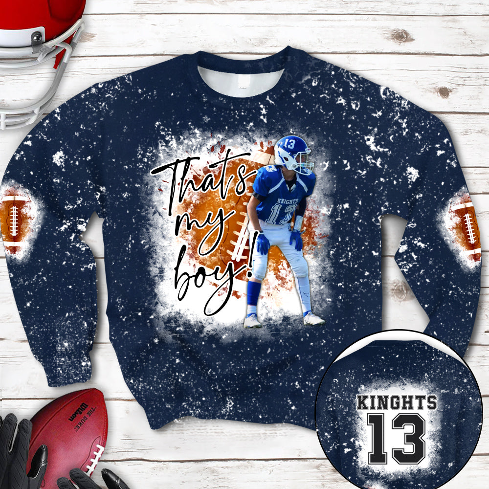 Personalized Football Bleached Shirt That's My Boy Custom Image Player K1702
