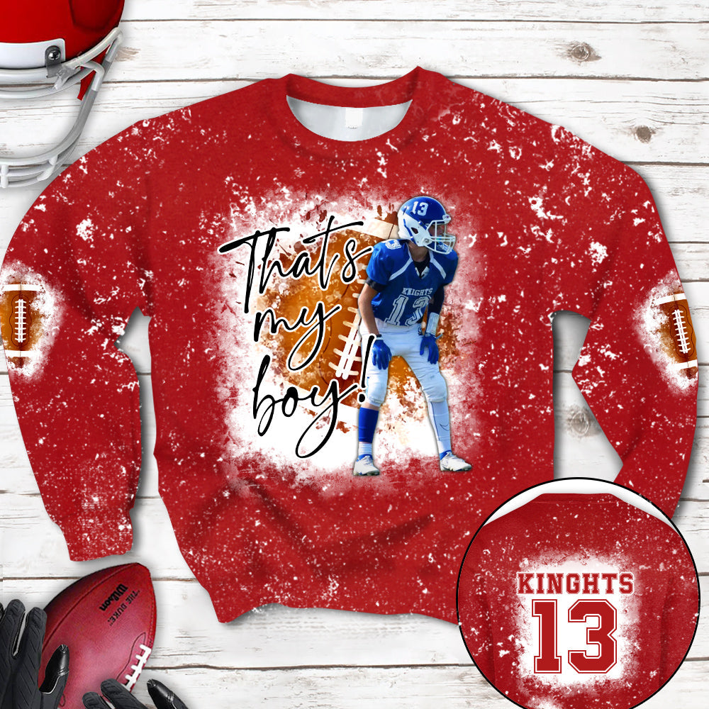 Personalized Football Bleached Shirt That's My Boy Custom Image Player K1702