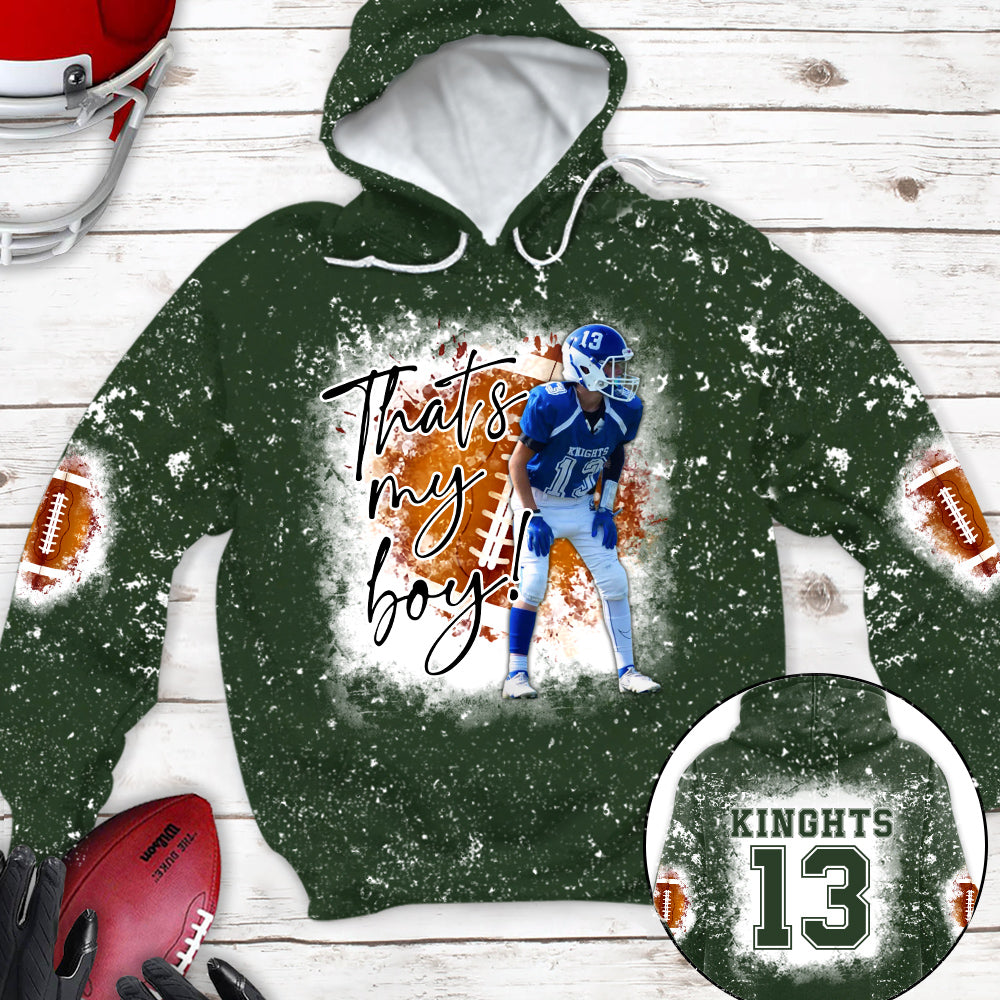 Personalized Football Bleached Shirt That's My Boy Custom Image Player K1702