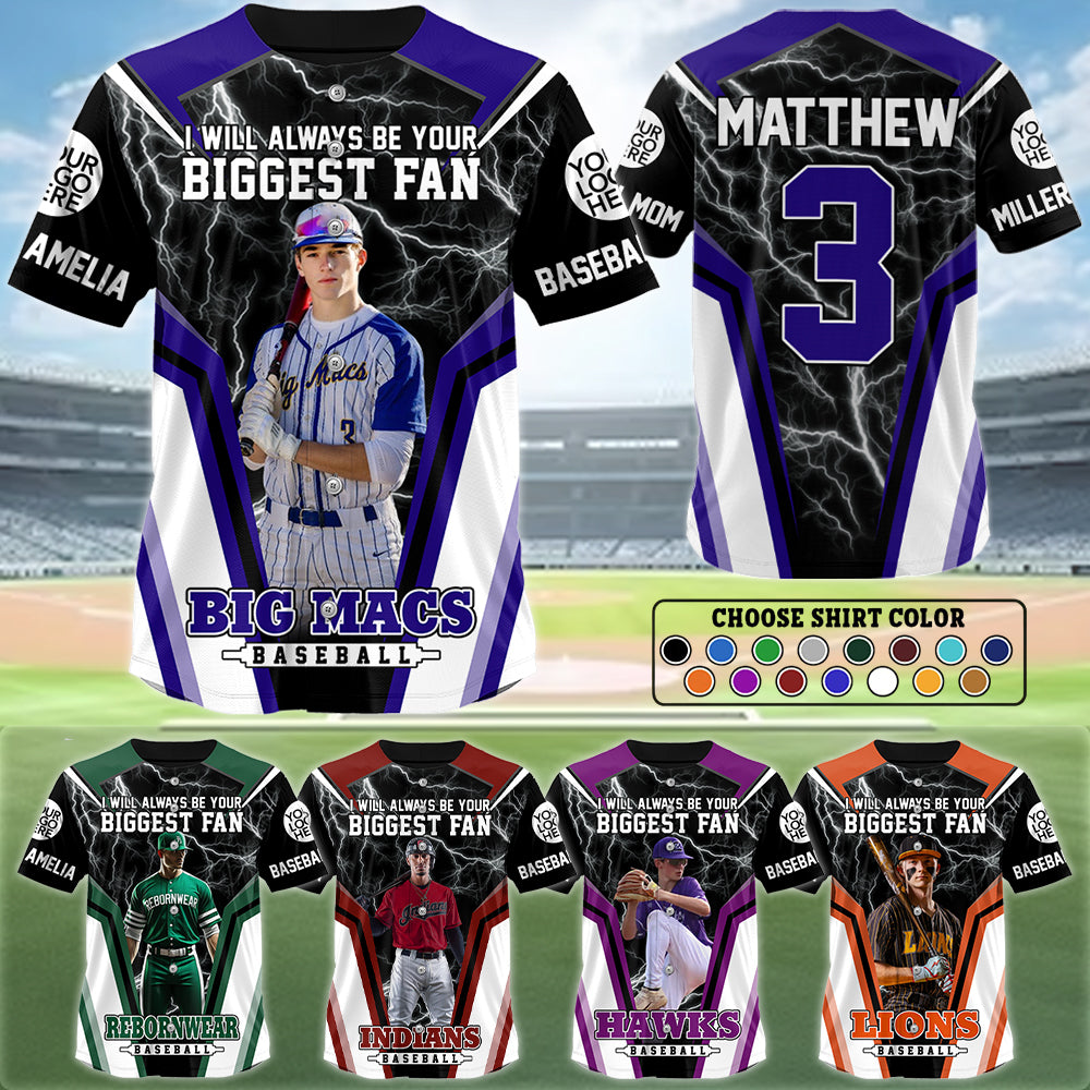 I Will Always Be Your Biggest Fan Personalized Baseball Jersey For Baseball Mom Grandma Sport Family