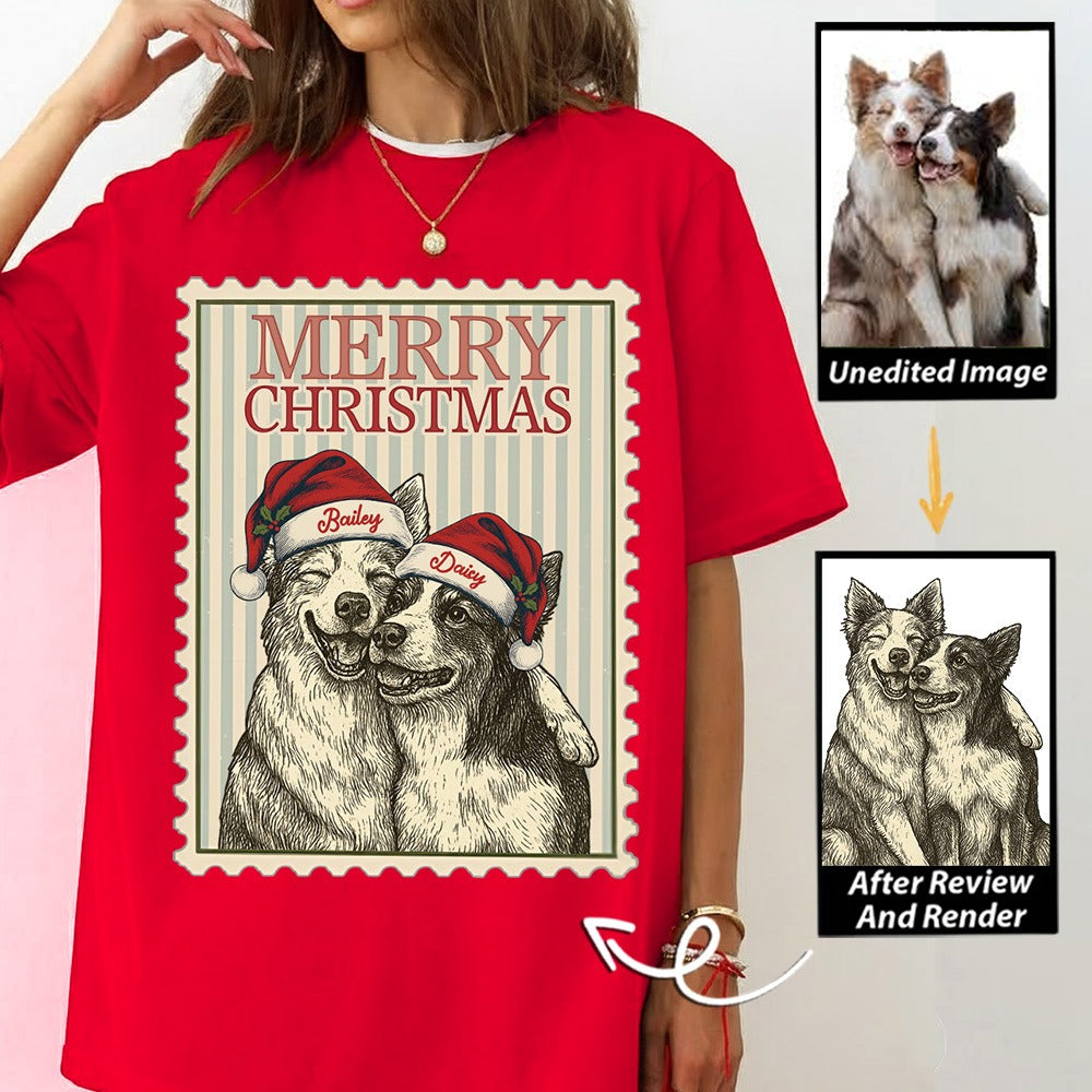 Merry Christmas Custom Dog Photo Shirt Gift For Pet Lovers T1807