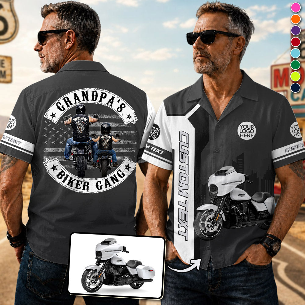 Grandpa’s Biker Gang - Personalized Upload Vechicle Photo Hawaiian Shirt - Personalized Gift For Dad, Grandpa, Biker A2110 Pt99
