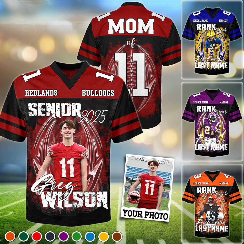 Custom Photo Football Jersey Shirt For Football Family Game Day Shirt H2511