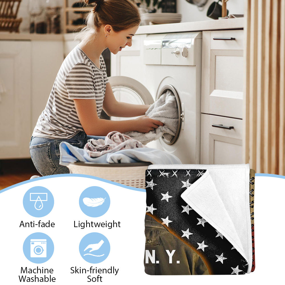 Firefighter Us Flag Armor And Name Custom Blanket Gift For Firefighter Fireman