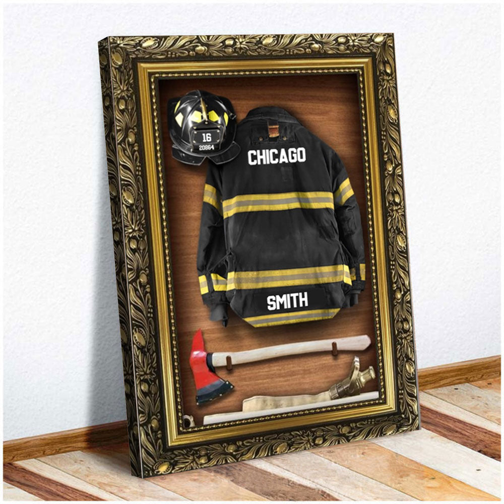 Armor Clothes Helmet Personalized Canvas Poster Gift For Firefighter Fireman