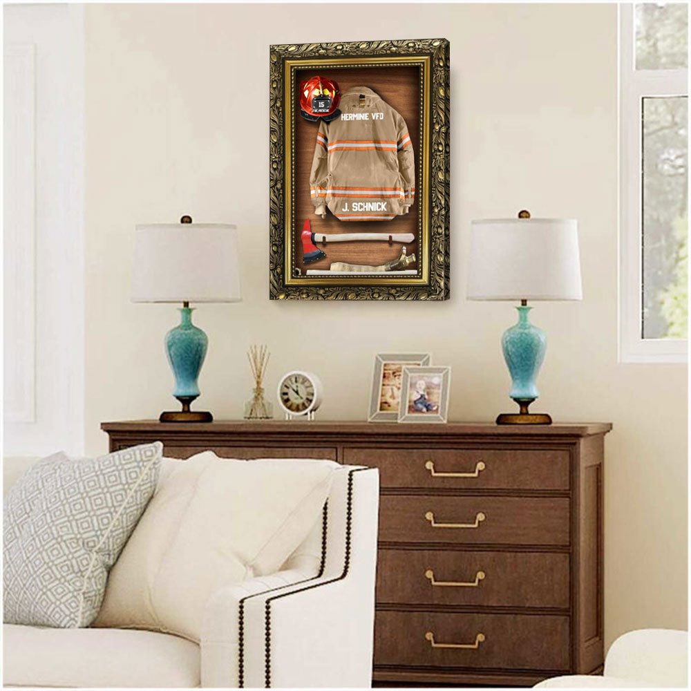 Armor Clothes Helmet Personalized Canvas Poster Gift For Firefighter Fireman