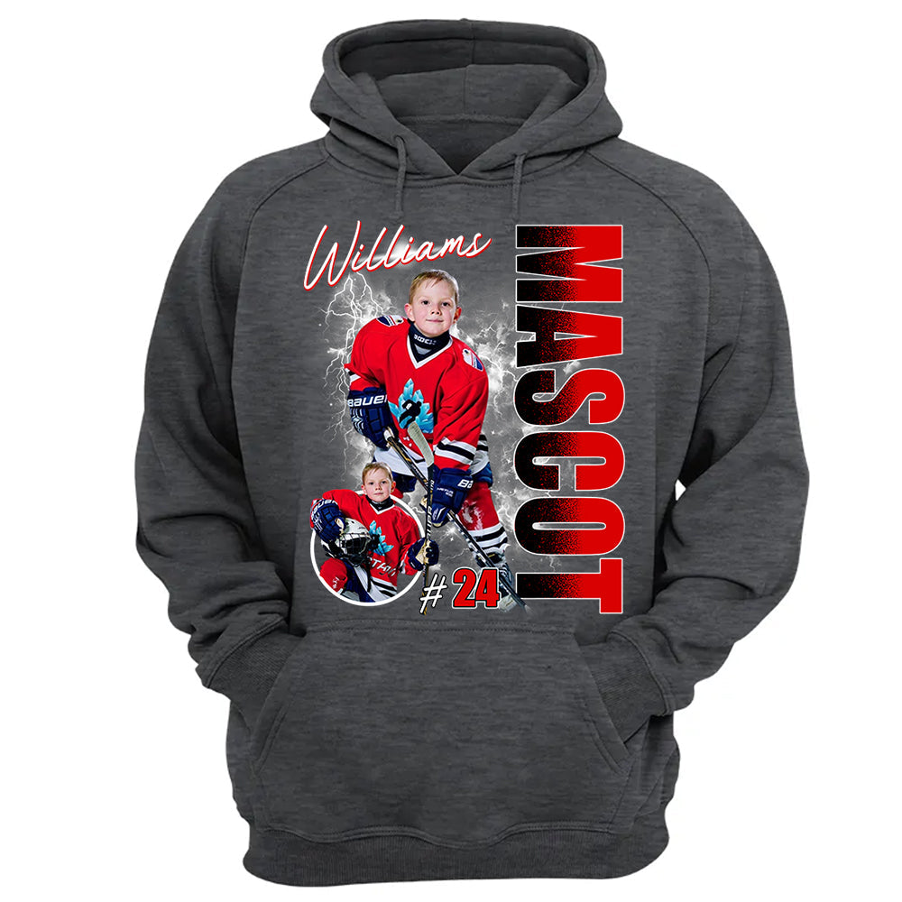 Custom Photo Ice Hockey Player Shirt - Personalized Team Name School Name Bootleg Shirt