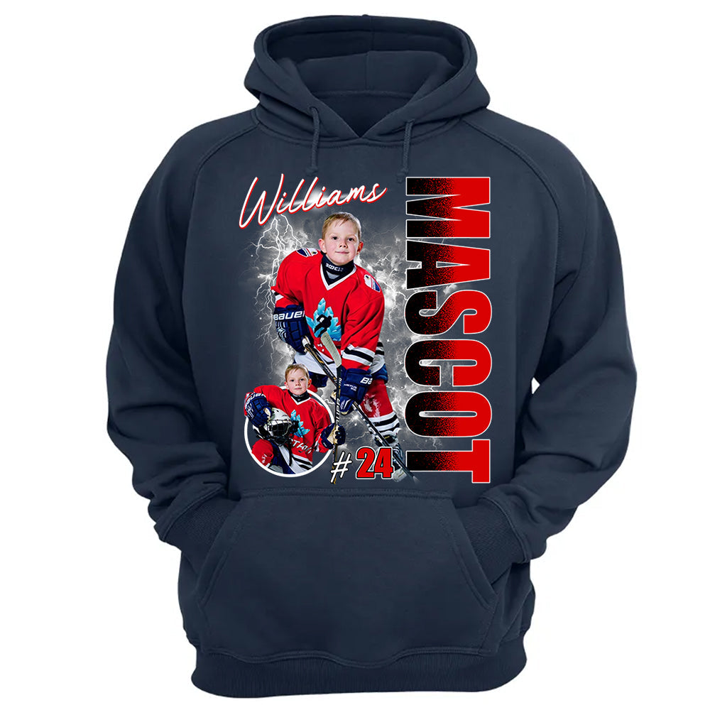 Custom Photo Ice Hockey Player Shirt - Personalized Team Name School Name Bootleg Shirt