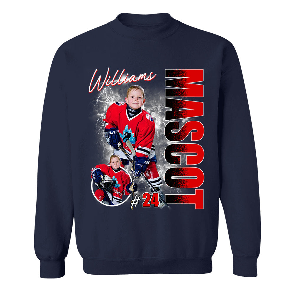Custom Photo Ice Hockey Player Shirt - Personalized Team Name School Name Bootleg Shirt