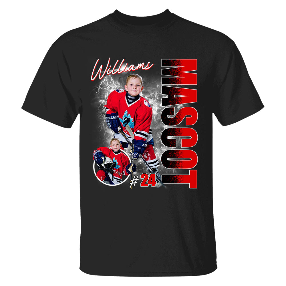 Custom Photo Ice Hockey Player Shirt - Personalized Team Name School Name Bootleg Shirt