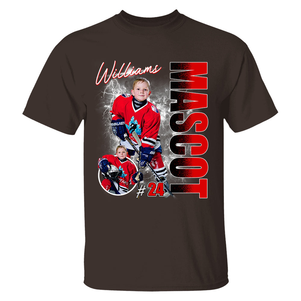 Custom Photo Ice Hockey Player Shirt - Personalized Team Name School Name Bootleg Shirt