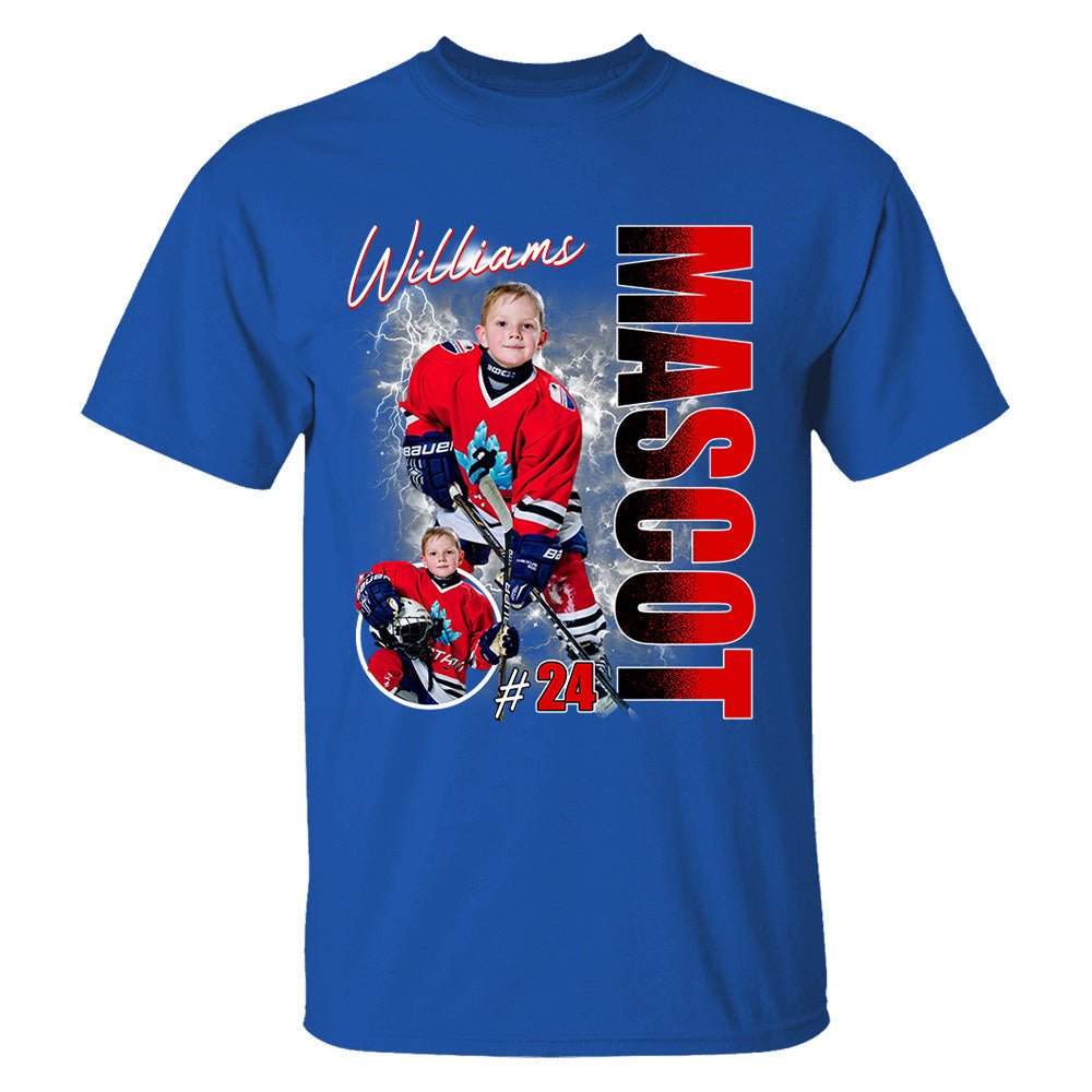 Custom Photo Ice Hockey Player Shirt - Personalized Team Name School Name Bootleg Shirt