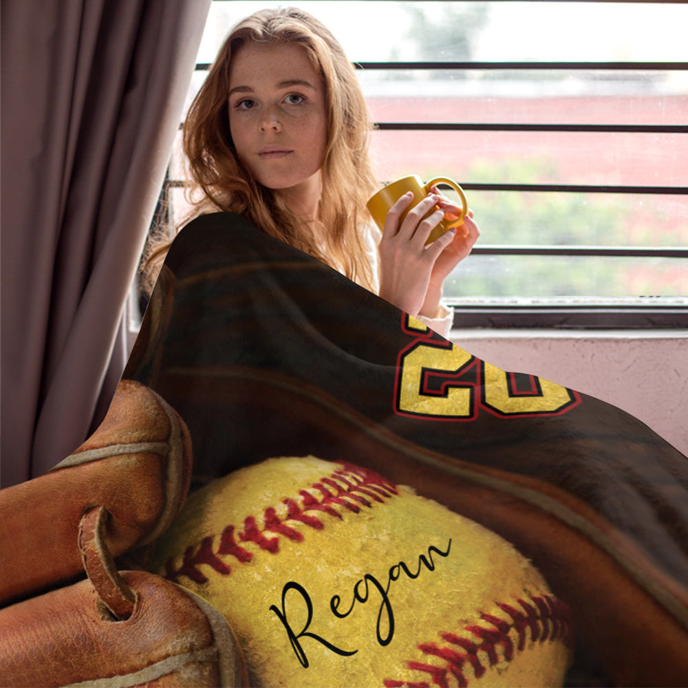 Custom Name And Number Softball Game Days Blanket Gifts For Softball Lovers