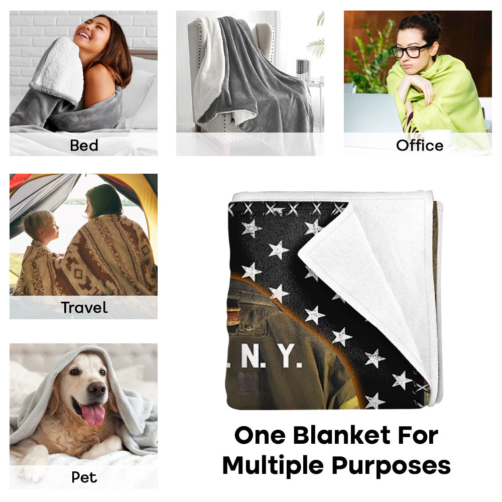 Firefighter Us Flag Armor And Name Custom Blanket Gift For Firefighter Fireman