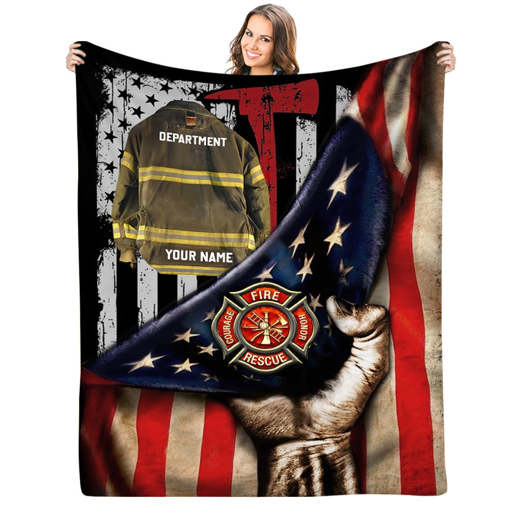 Firefighter Armor Proud Firefighter Custom Blanket Gift For Firefighter Fireman