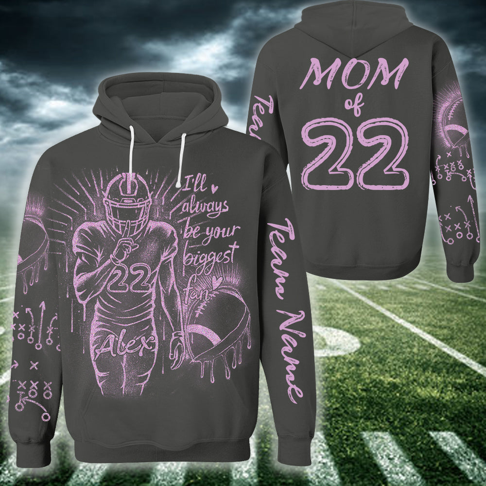 I'll Always Your Biggest Fan - Personalized Bleach Style Football Shirt For Football Mom NA04