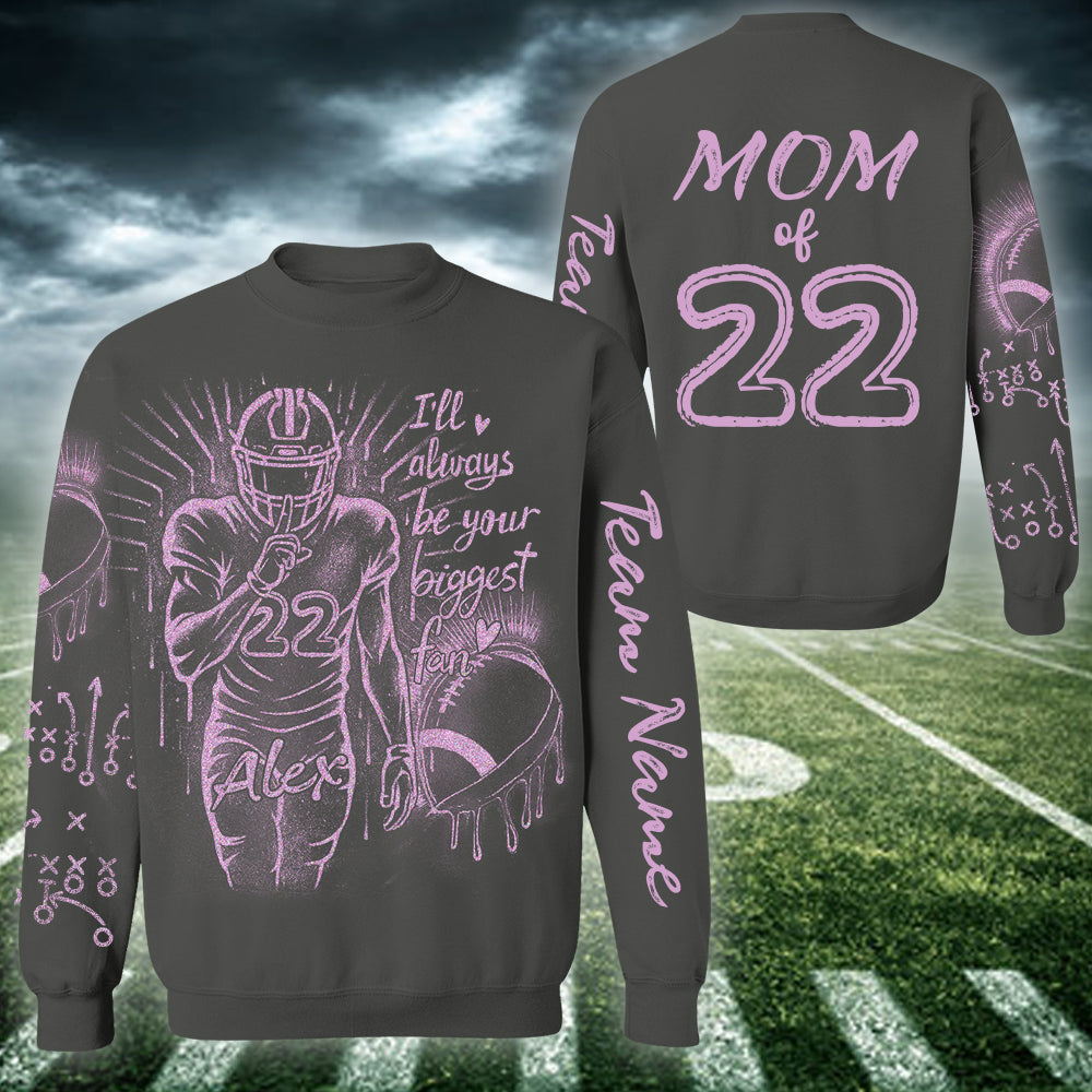 I'll Always Your Biggest Fan - Personalized Bleach Style Football Shirt For Football Mom NA04