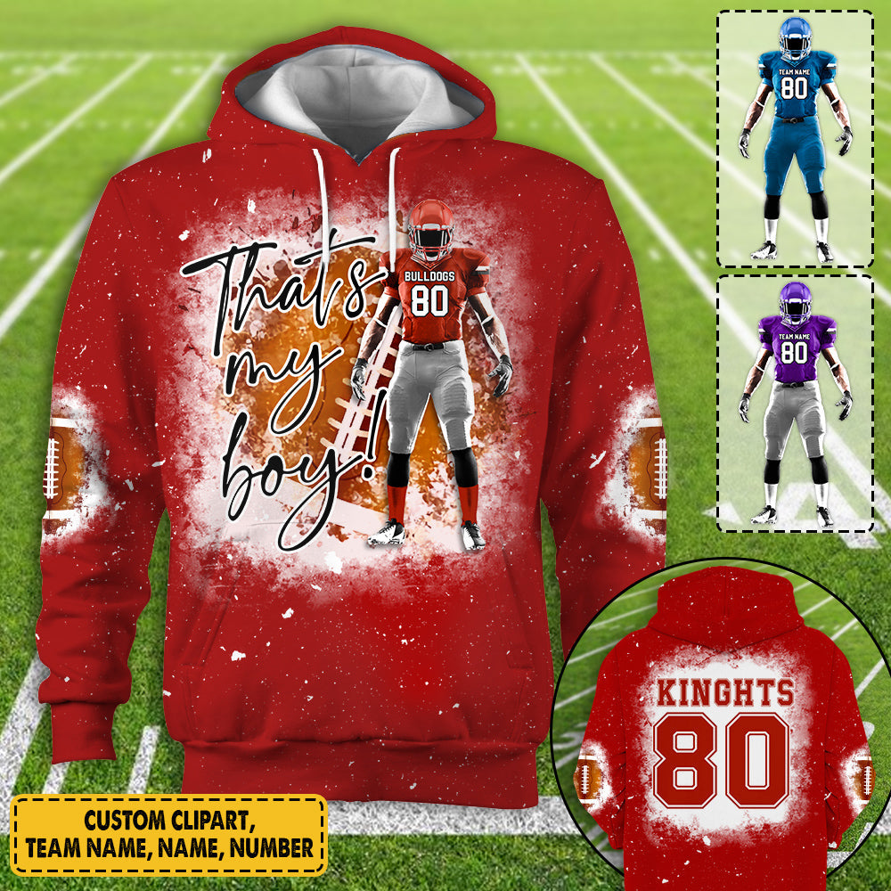 Personalized Football Bleached Shirt That's My Boy Custom Player K1702