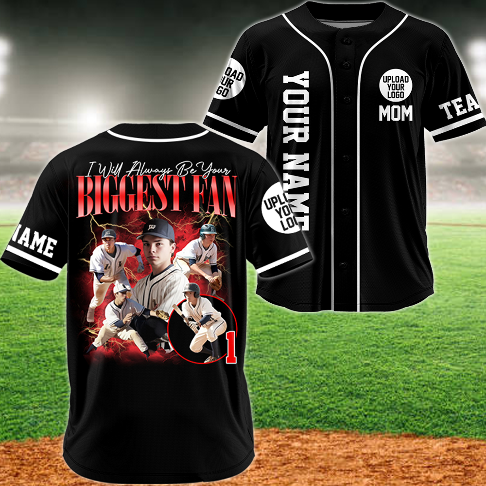 I Will Always Be Your Biggest Fan, Custom Photo Baseball Jersey, Custom Bootleg Rap Tee, Gift For Baseball Lover A2110 Pa00