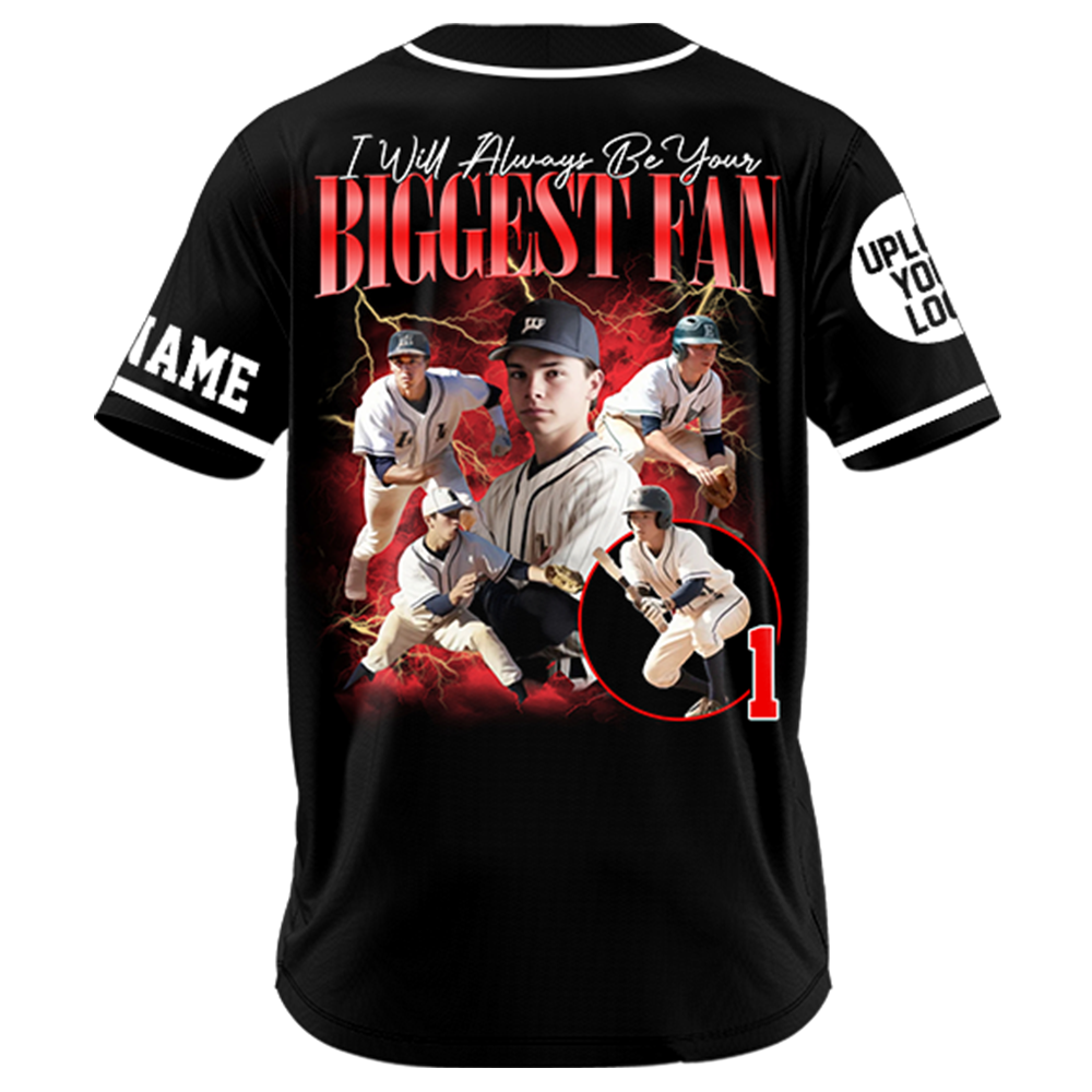 I Will Always Be Your Biggest Fan, Custom Photo Baseball Jersey, Custom Bootleg Rap Tee, Gift For Baseball Lover A2110 Pa00