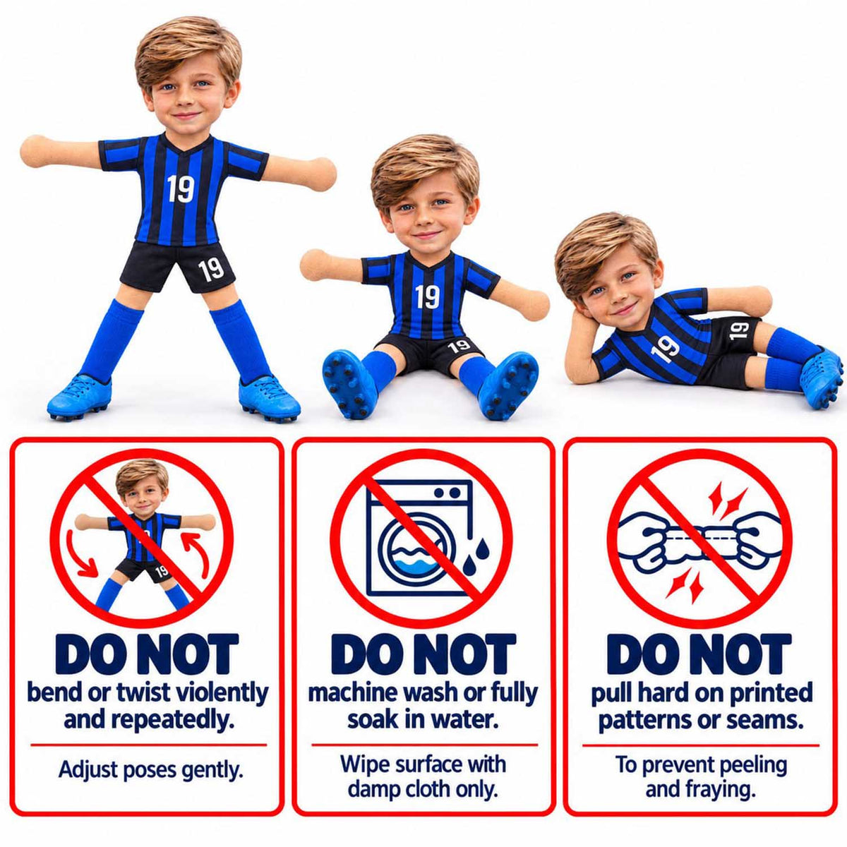 Personalized Soccer Squishy Toy Poseable Plush Doll, Funny Gift For Sport Lovers NA04 Pt99 NT01