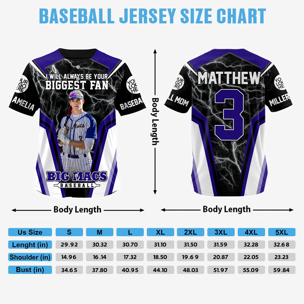 I Will Always Be Your Biggest Fan Personalized Baseball Jersey For Baseball Mom Grandma Sport Family