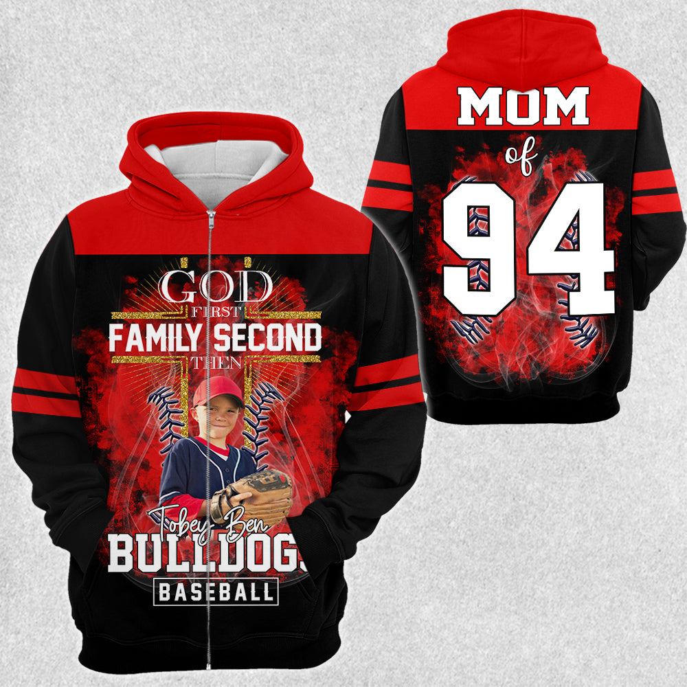 God First Family Second Then Baseball Personalized Photo All Over Print Shirt For Baseball Lovers