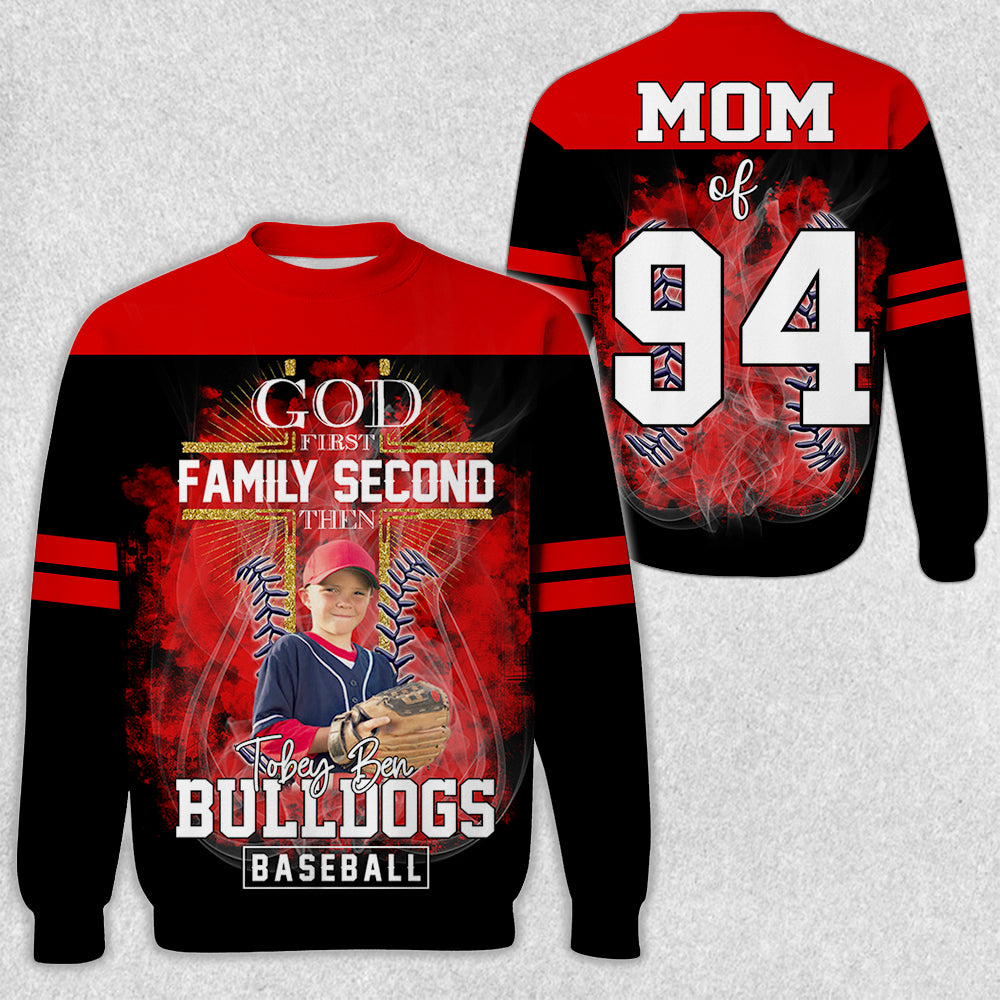 God First Family Second Then Baseball Personalized Photo All Over Print Shirt For Baseball Lovers