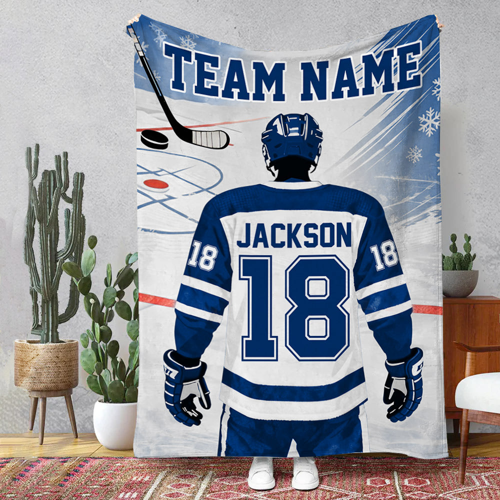 Personalized Ice Hockey Blanket For Family Game Day Blankets A2110