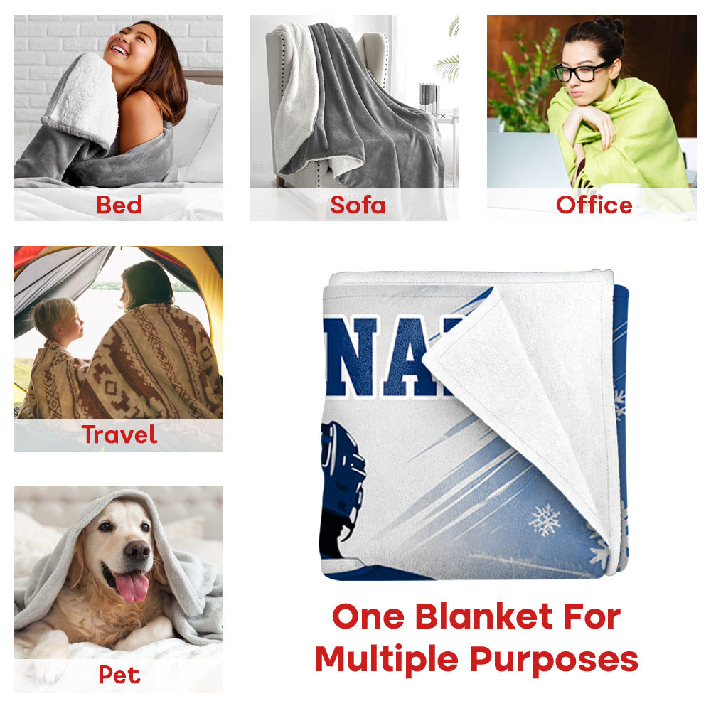 Personalized Ice Hockey Blanket For Family Game Day Blankets A2110