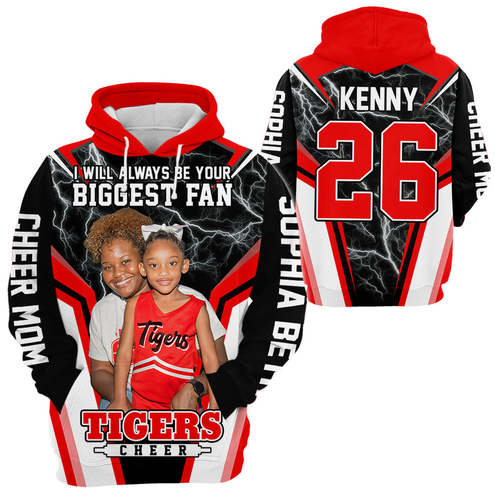 Cheerleader I Will Always Be Your Biggest Fan Personalized All Over Print Shirt For Cheer Mom Grandma Cheer Family Game Day Shirt H2511