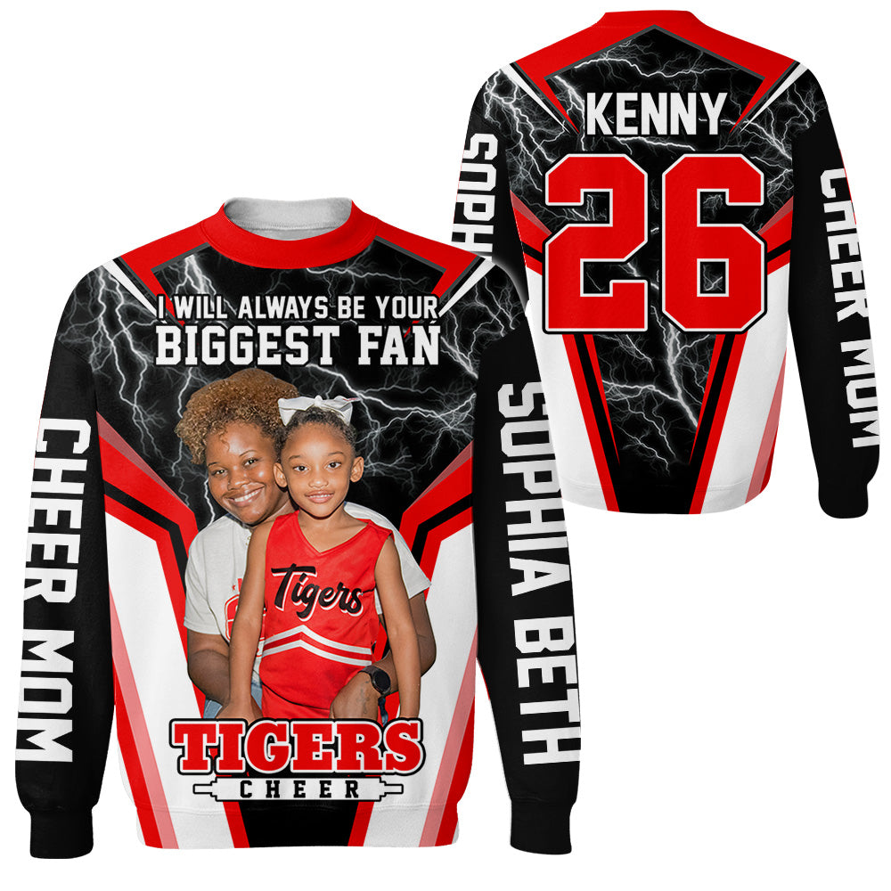 Cheerleader I Will Always Be Your Biggest Fan Personalized All Over Print Shirt For Cheer Mom Grandma Cheer Family Game Day Shirt H2511