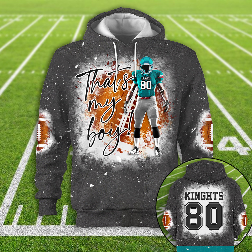 Personalized Football Bleached Shirt That's My Boy Custom Player K1702