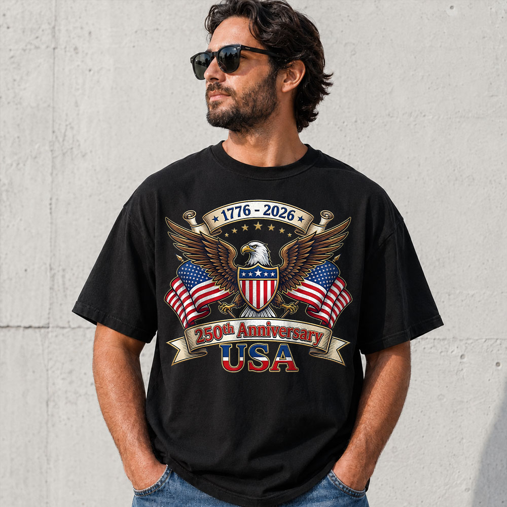 America 250 Years Anniversary T-Shirt, USA 1776-2026 4th of July Patriotic Tee Hv01