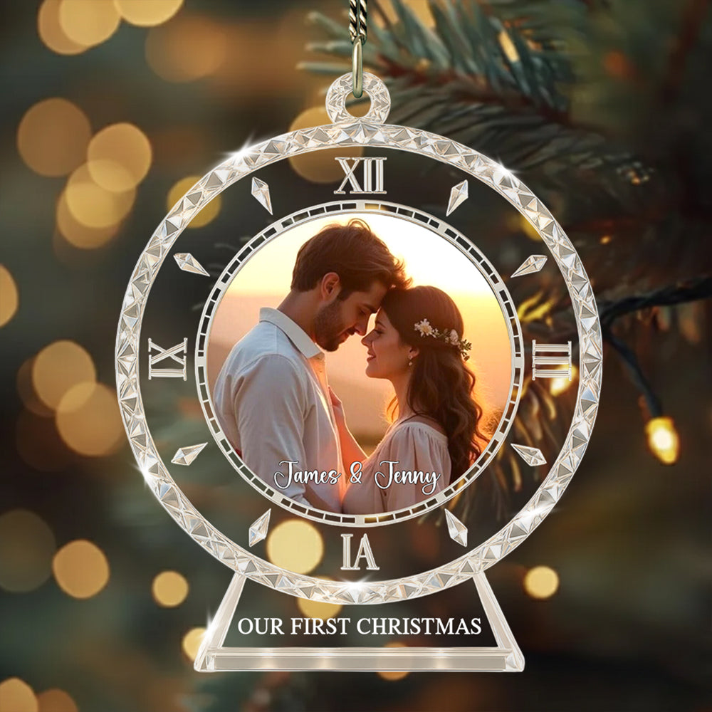 Personalized Photo Clock Ornament Time Stands Still When I’m With You Gift For Wedding For Couple Tu24 Hv01