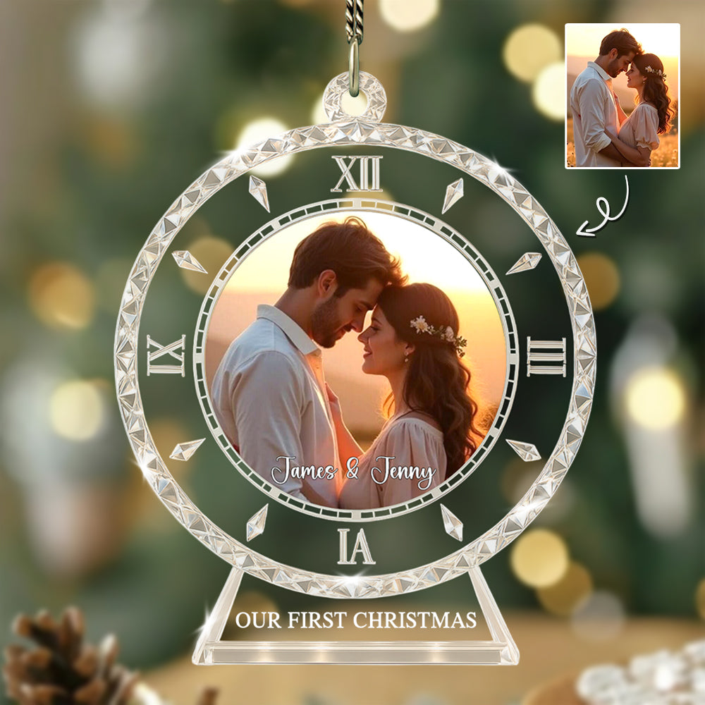 Personalized Photo Clock Ornament Time Stands Still When I’m With You Gift For Wedding For Couple Tu24 Hv01