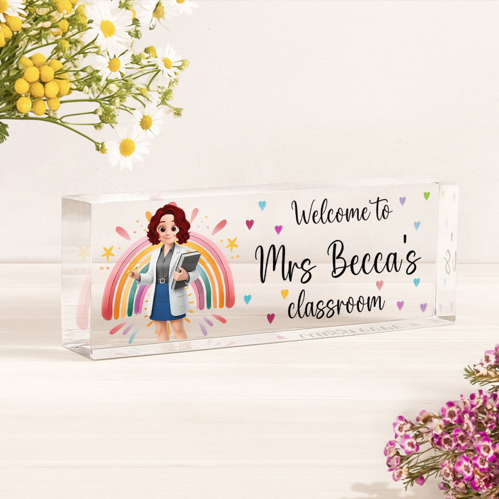 Custom Teacher Name Desk Plate Personalized Acrylic Desk Name Plate Gift For Teacher Tu24