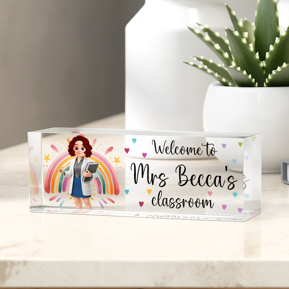 Custom Teacher Name Desk Plate Personalized Acrylic Desk Name Plate Gift For Teacher Tu24