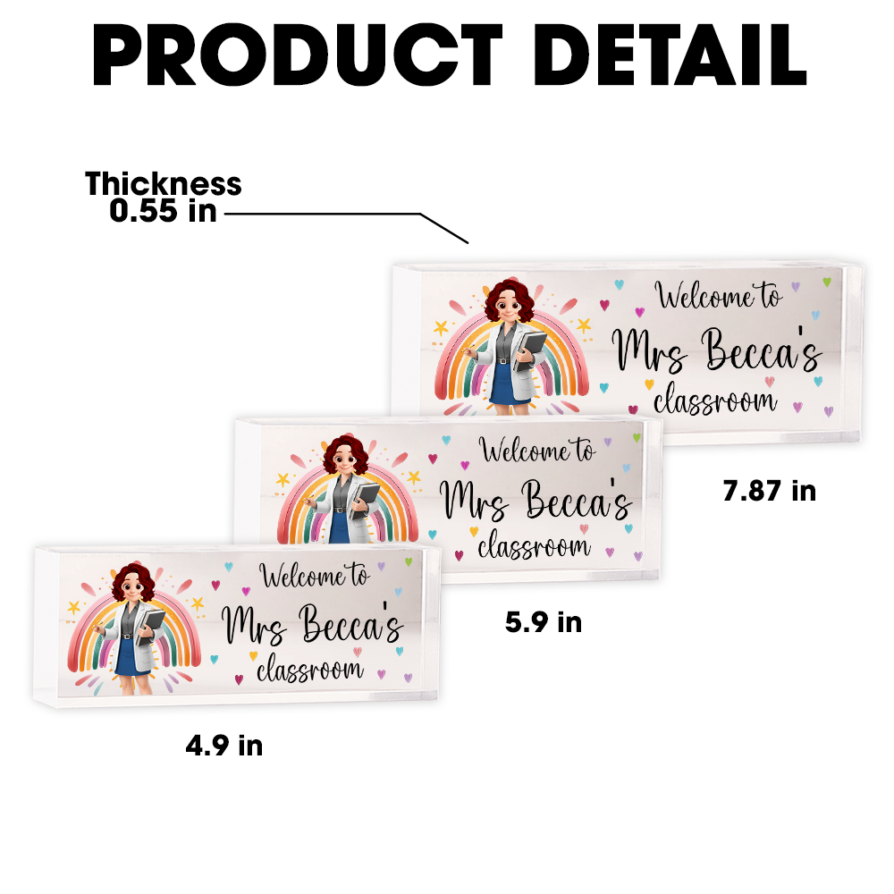 Custom Teacher Name Desk Plate Personalized Acrylic Desk Name Plate Gift For Teacher Tu24