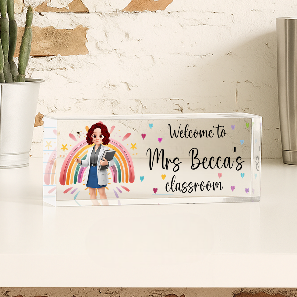 Custom Teacher Name Desk Plate Personalized Acrylic Desk Name Plate Gift For Teacher Tu24